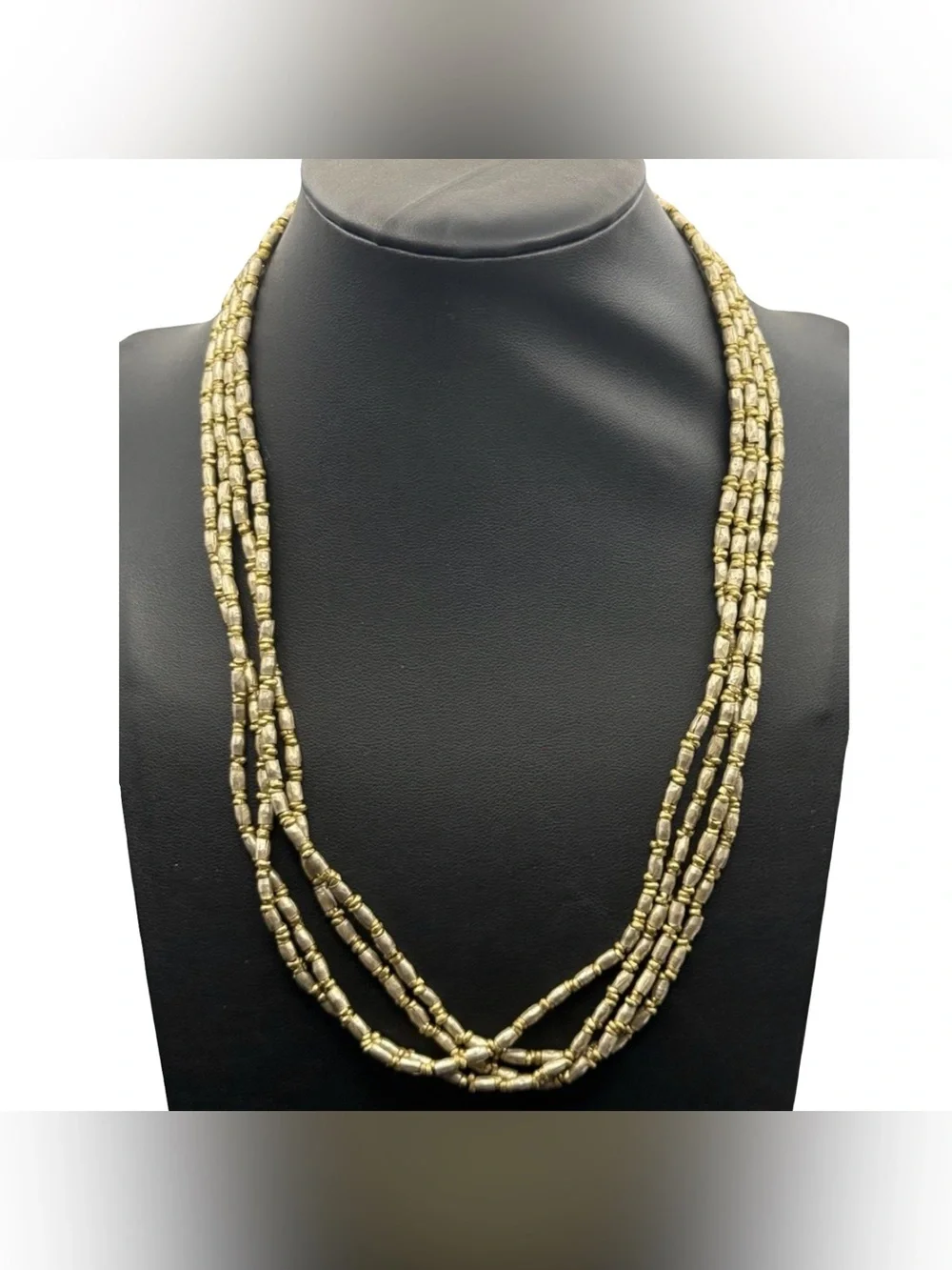 Noonday Long Gold Tone Beaded Strand Necklace Boho Layered Statement Jewelry 34